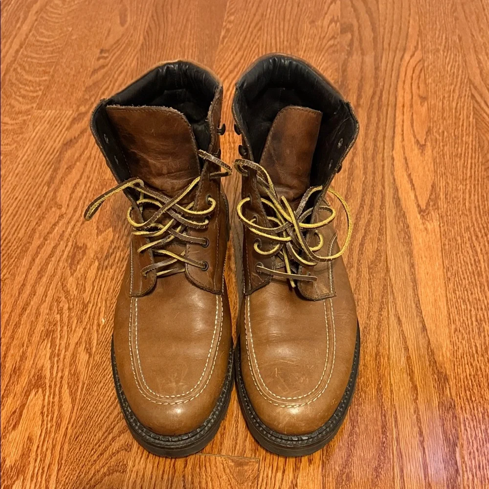 J. Crew Tan Leather Lace-Up Boots - Picture 1 of 8